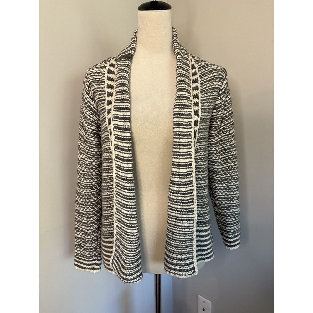Anthropologie Sleeping On Snow Cardigan Sweater Womens XS Gray White Knit Italy